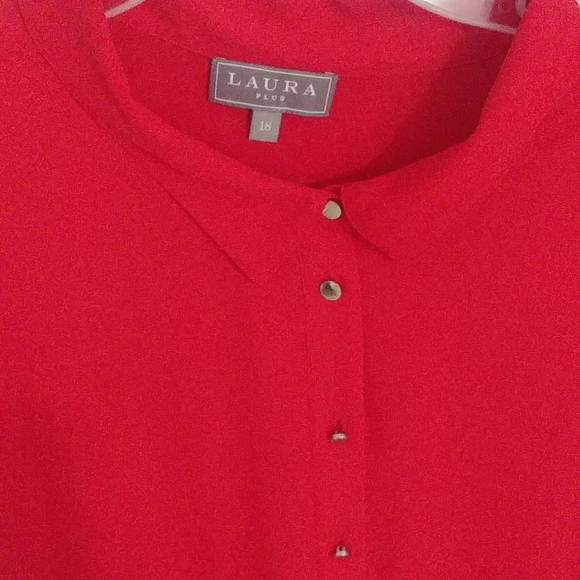 Laura Plus Ladies Button Sheer Blouse - Picture 2 of 11